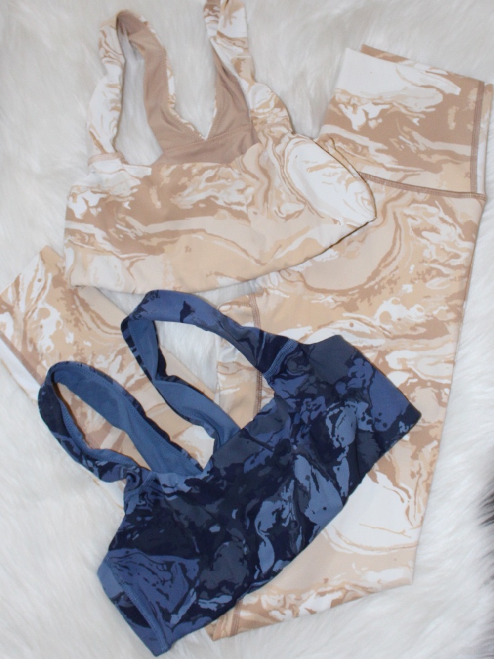 aerie Marble-Print Leggings & Navy Marble Sports Bra Set